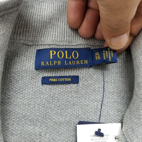 Polo Ralph Lauren Sweater Mens XL Gray Long Sleeve Pullover Mock Neck Zip - Picture 8 of 12